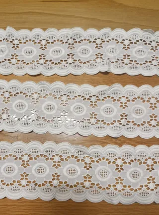 Encaje vintage de batista bordada blanco