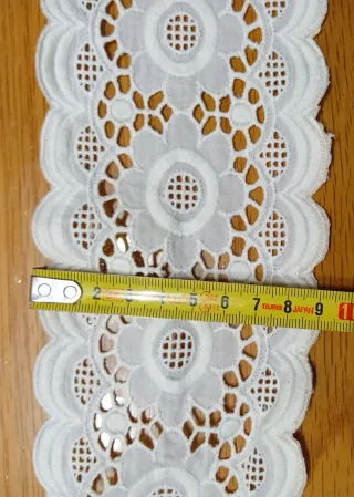 Encaje vintage de batista bordada blanco