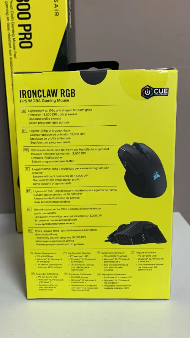 Ratón Gaming Corsair Ironclaw RGB Negro