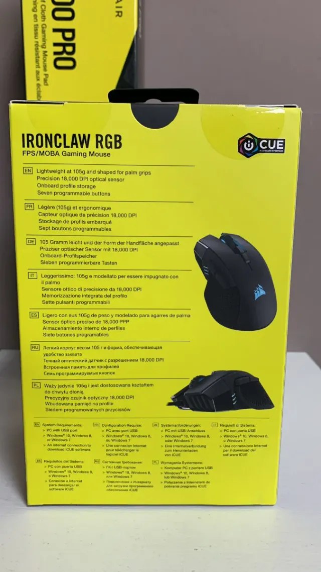Ratón Gaming Corsair Ironclaw RGB Negro