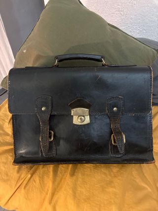 Maletín de cuero vintage negro