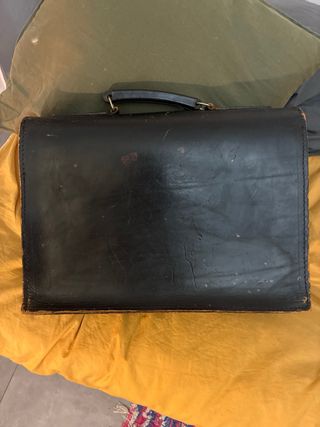 Maletín de cuero vintage negro
