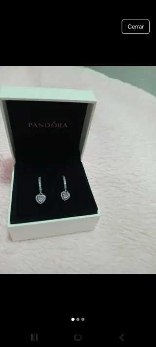 Pendientes Pandora Corazón Rosa Plata