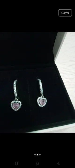 Pendientes Pandora Corazón Rosa Plata