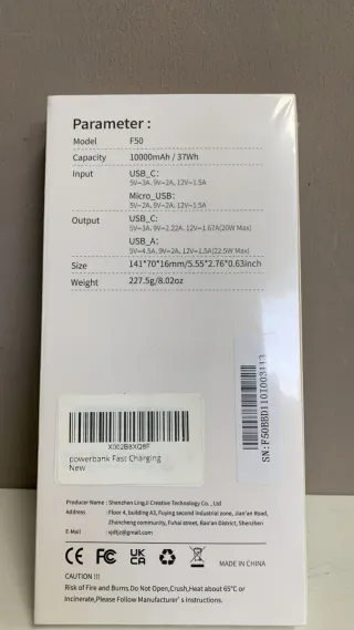 Power Bank Ntaanoo F50 4.5A, batteria esterna sottile e potente