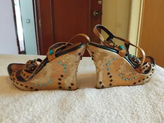 Sandalias El Dantés Plataforma Turquesa