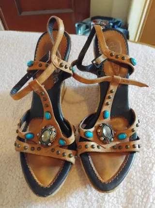 Sandalias El Dantés Plataforma Turquesa