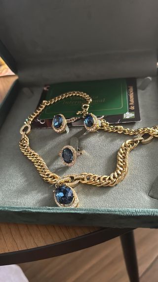Conjunto de Joyas Exquisitas Azul y Dorado