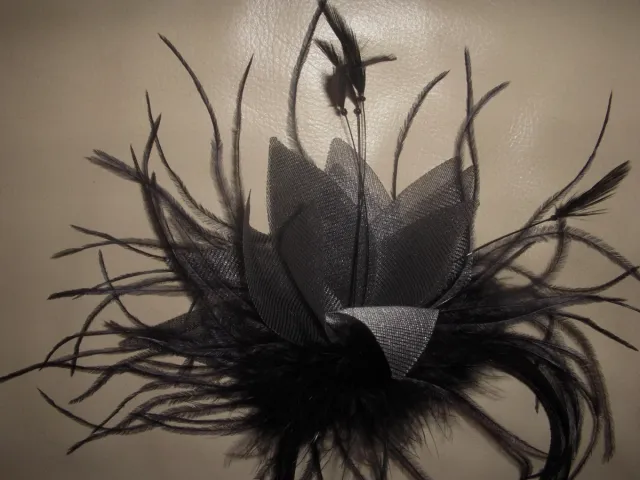 Diadema nero elegante con piume per feste