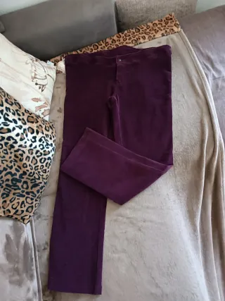 Pantaloni donna viola in velluto