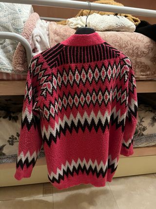 Cardigan fucsia e nero fantasia