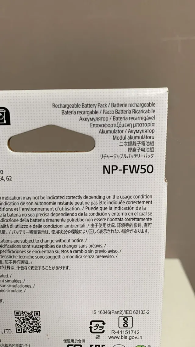 Batería Sony NP-FW50 Negra