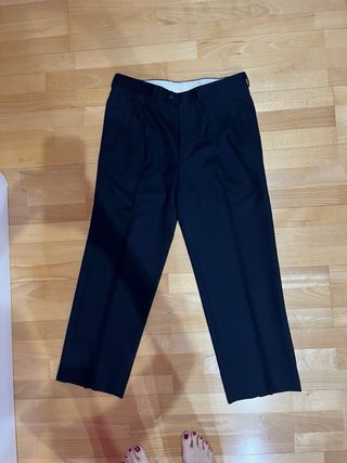 Pantalón de traje negro hombre