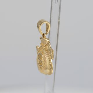 Colgante oro 18k 750 bolsa de dinero