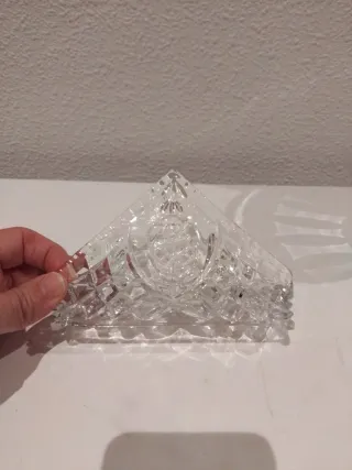 🇨🇿 Servilletero Cristal Checo Diseño Floral