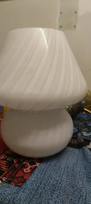 Lámpara Vintage Murano Vidrio Blanco