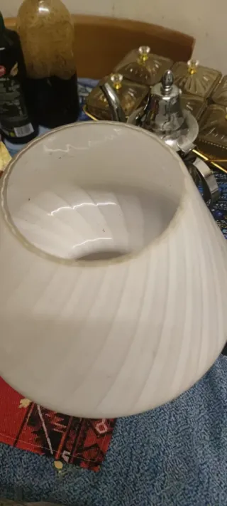 Lámpara Vintage Murano Vidrio Blanco