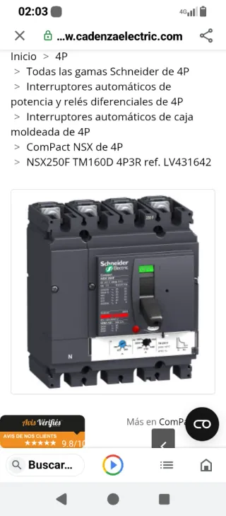 Interruptor General Schneider NSX 160F