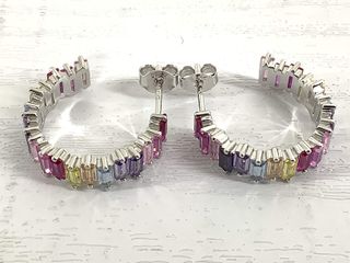 pendientes plata 925mm con piedra con circonita