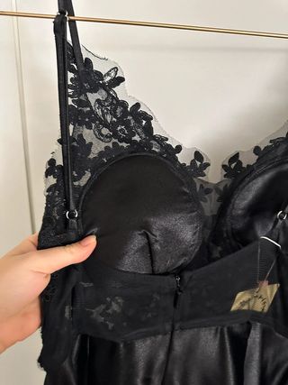 Vestido Negro Largo Fiesta Encaje Brillante