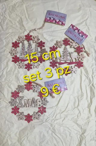 Set 3 decorazioni natalizie 15cm