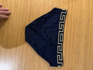 Bañador slip Versace azul y dorado