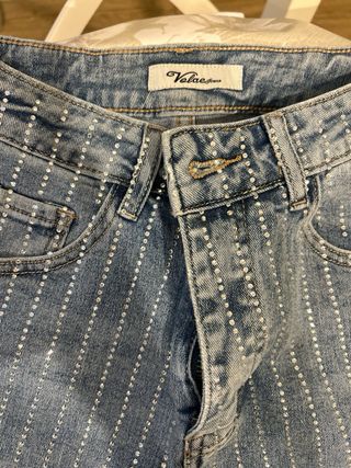Jeans palazzo con strass