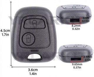 Carcasa llave 2 botones Peugeot Citroen 307
