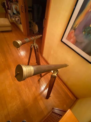 Pareja Catalejos Náuticos Antiguos Decorativos