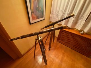 Pareja Catalejos Náuticos Antiguos Decorativos