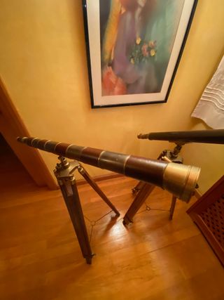 Pareja Catalejos Náuticos Antiguos Decorativos