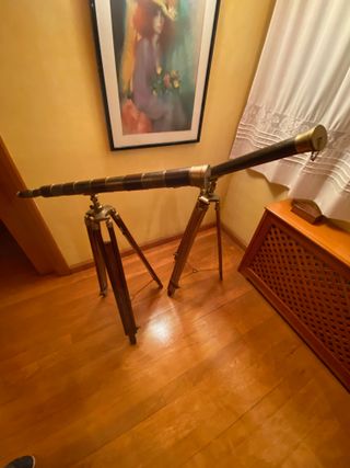 Pareja Catalejos Náuticos Antiguos Decorativos