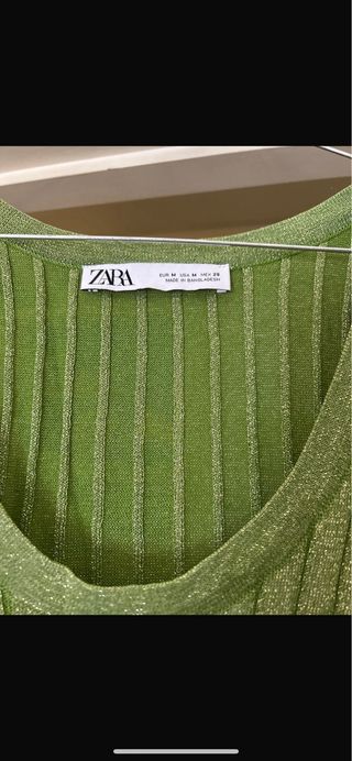 Canottiere Zara rosa e verde metallizzata