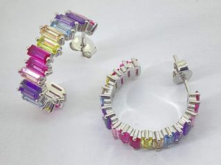 pendientes plata 925mm con piedra con circonita