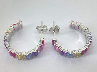 pendientes plata 925mm con piedra con circonita