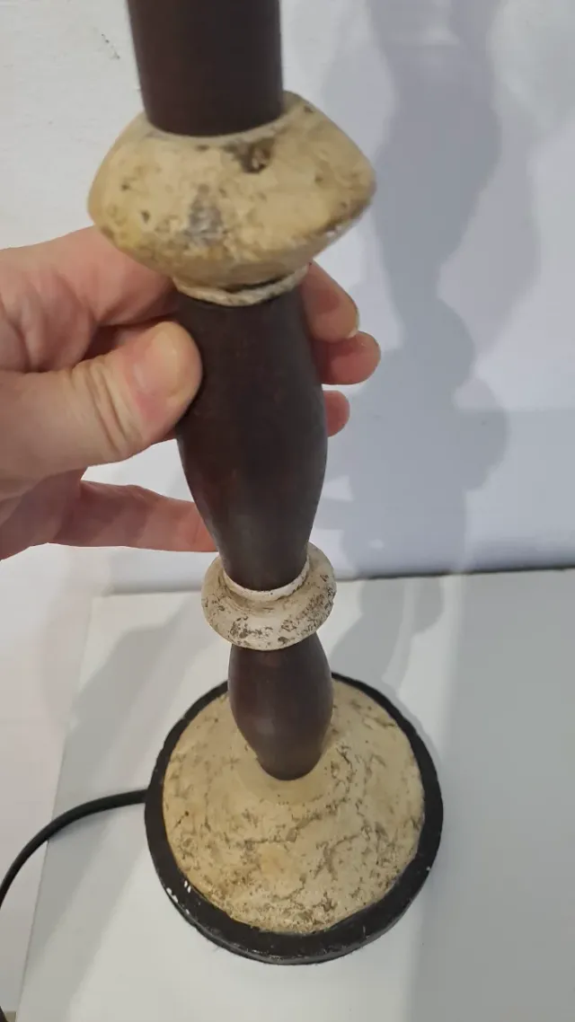 Lámpara Candelabro Madera y Piedra