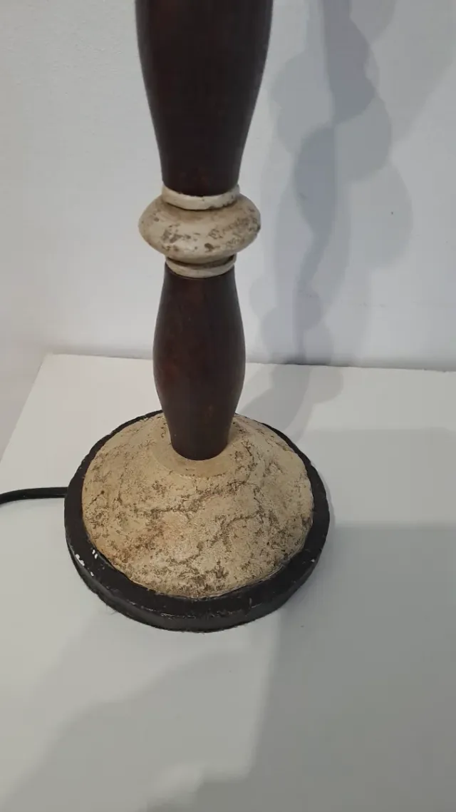 Lámpara Candelabro Madera y Piedra