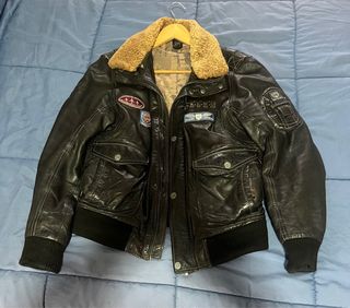 Cazadora aviador cuero marrón