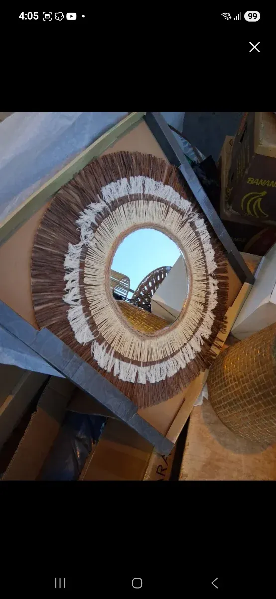 Espelho decorativo com franjas 50cm