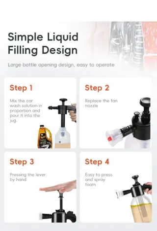 Pulverizador Espumador Coche/Jardín 2000ml Negro