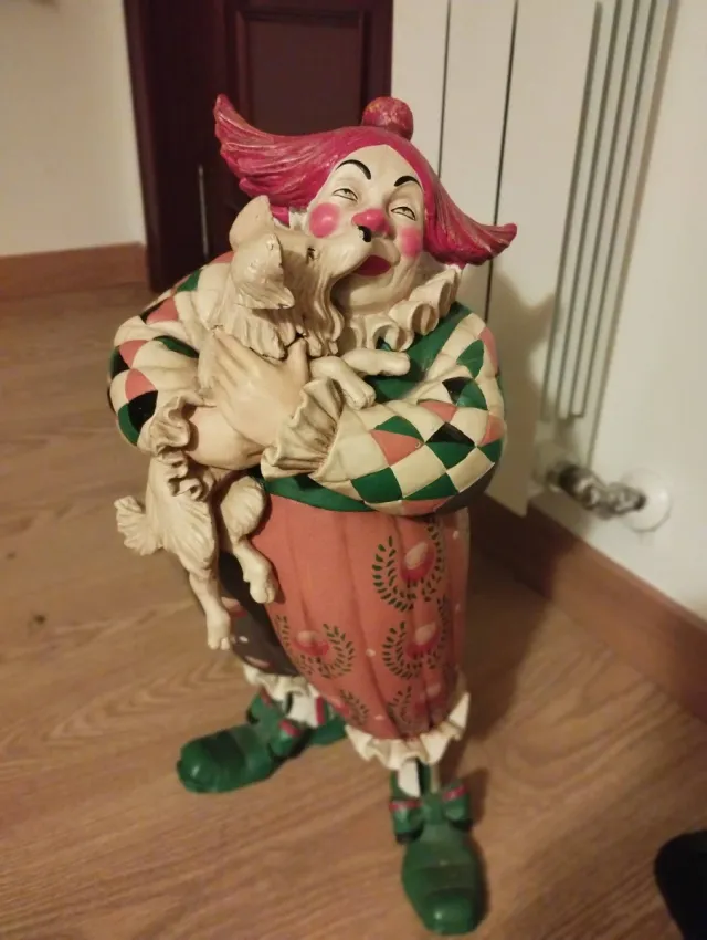 Payaso antiguo coleccionable firmada