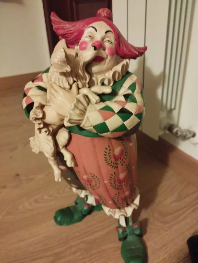 Payaso antiguo coleccionable firmada