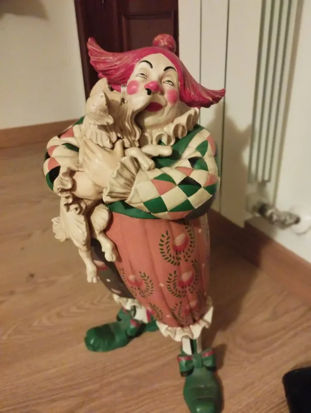 Payaso antiguo coleccionable firmada