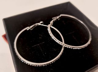 Pendientes de aro de diamantes imitación circonita