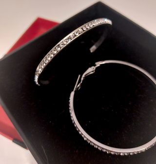 Pendientes de aro de diamantes imitación circonita