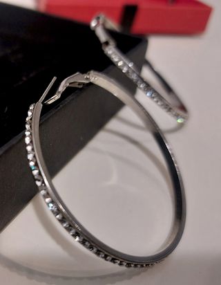 Pendientes de aro de diamantes imitación circonita