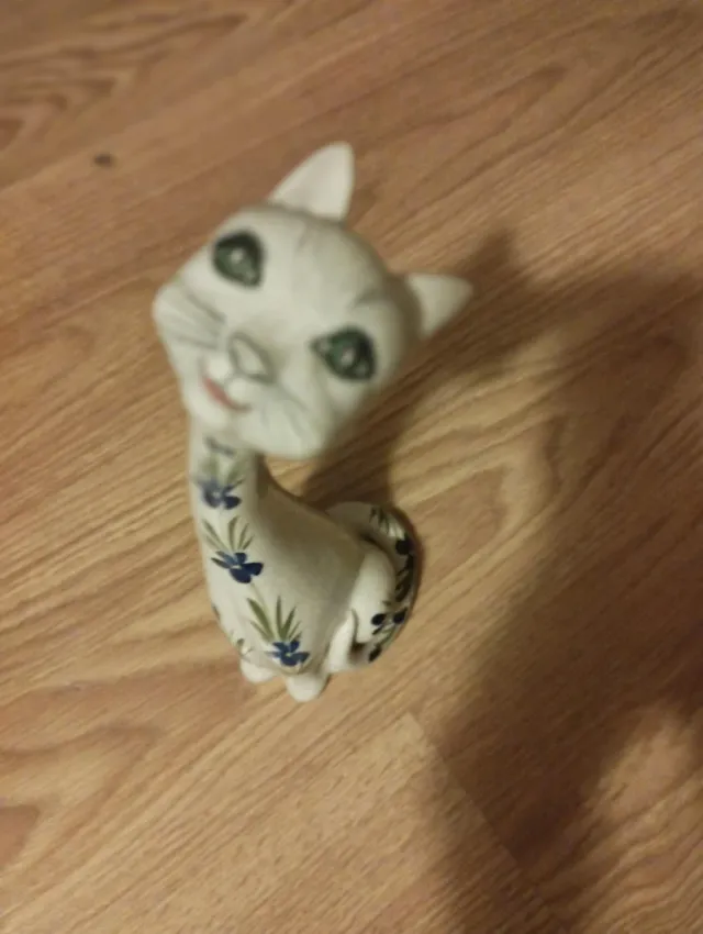Figura Gato Porcelana Pintada Mano