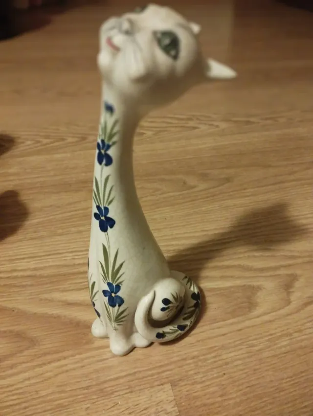 Figura Gato Porcelana Pintada Mano