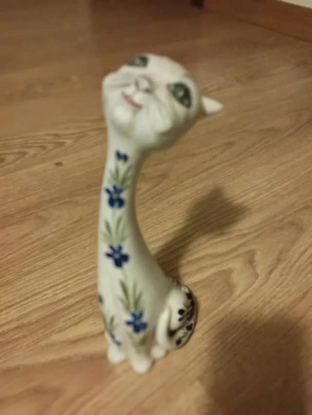 Figura Gato Porcelana Pintada Mano