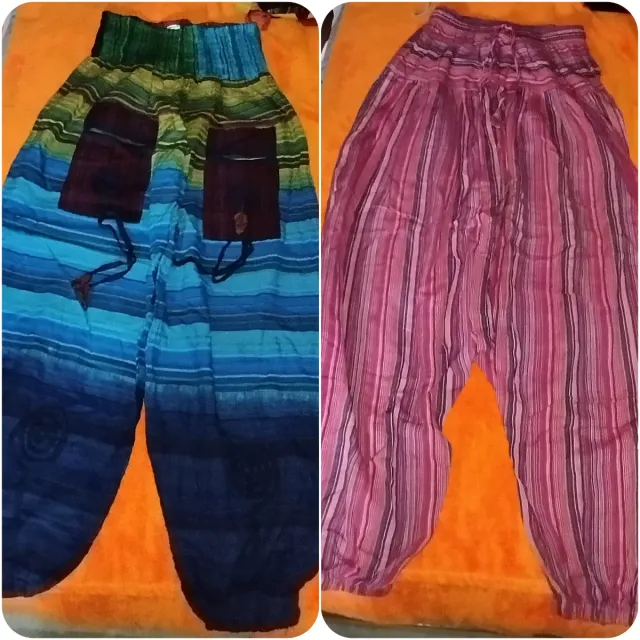 Calças Harem Listradas Tamanho Único